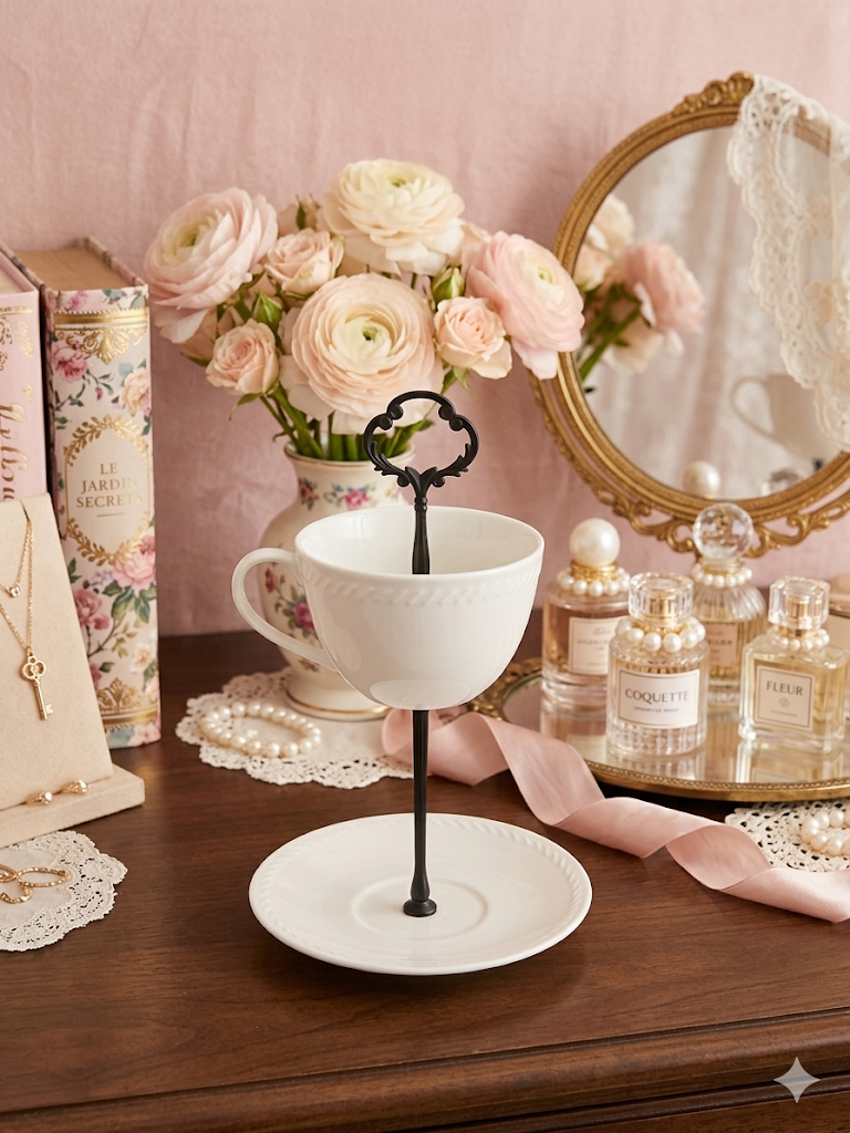 Simple Black and White Tiered Jewelry Holder