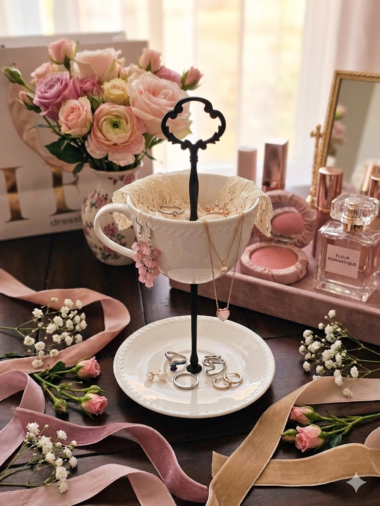 Simple Black and White Tiered Jewelry Holder