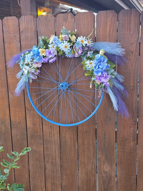 Blue Floral Wheel Wreath