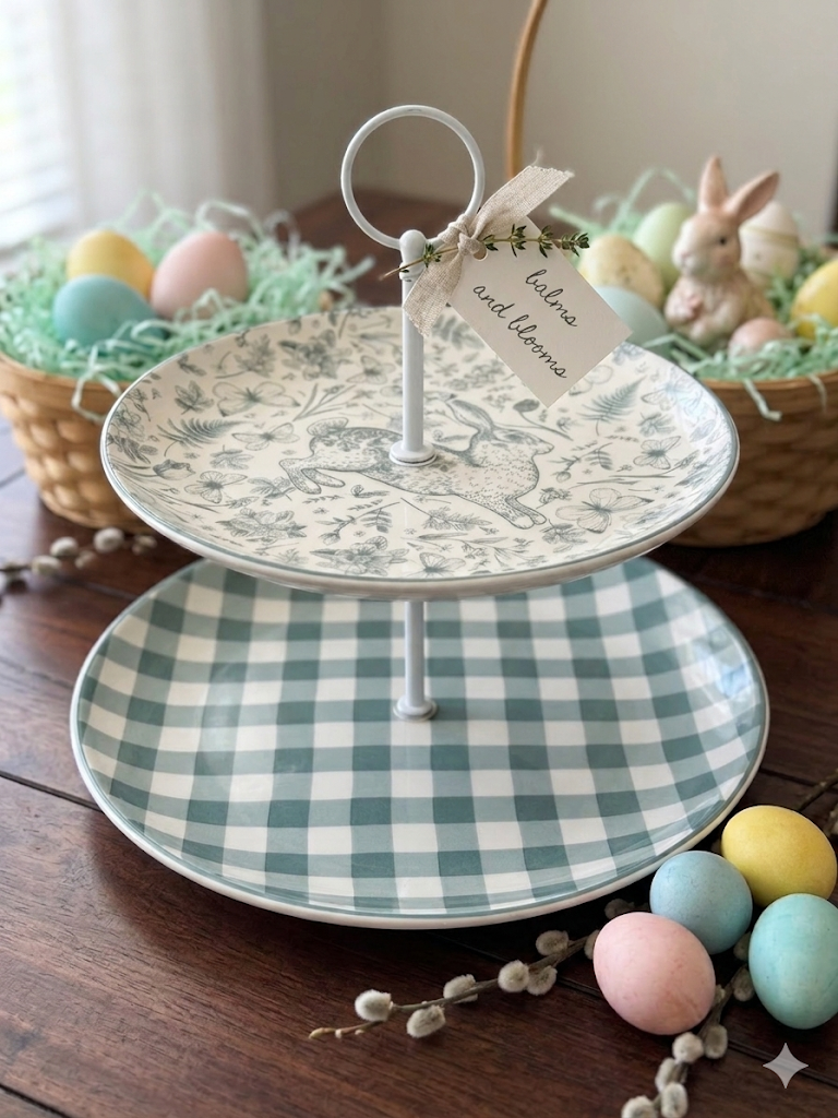 2-Tier Serving Plates W/ a Bunny Motif