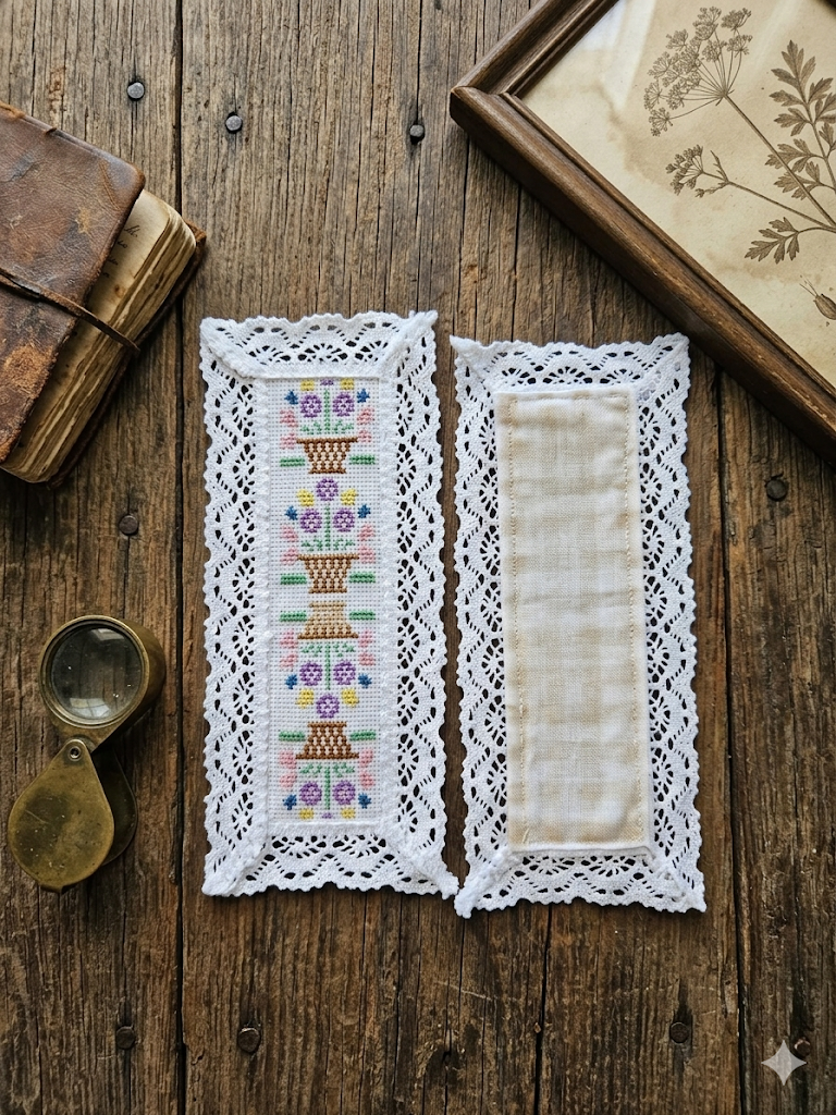 Lace and Flower Bookmark
