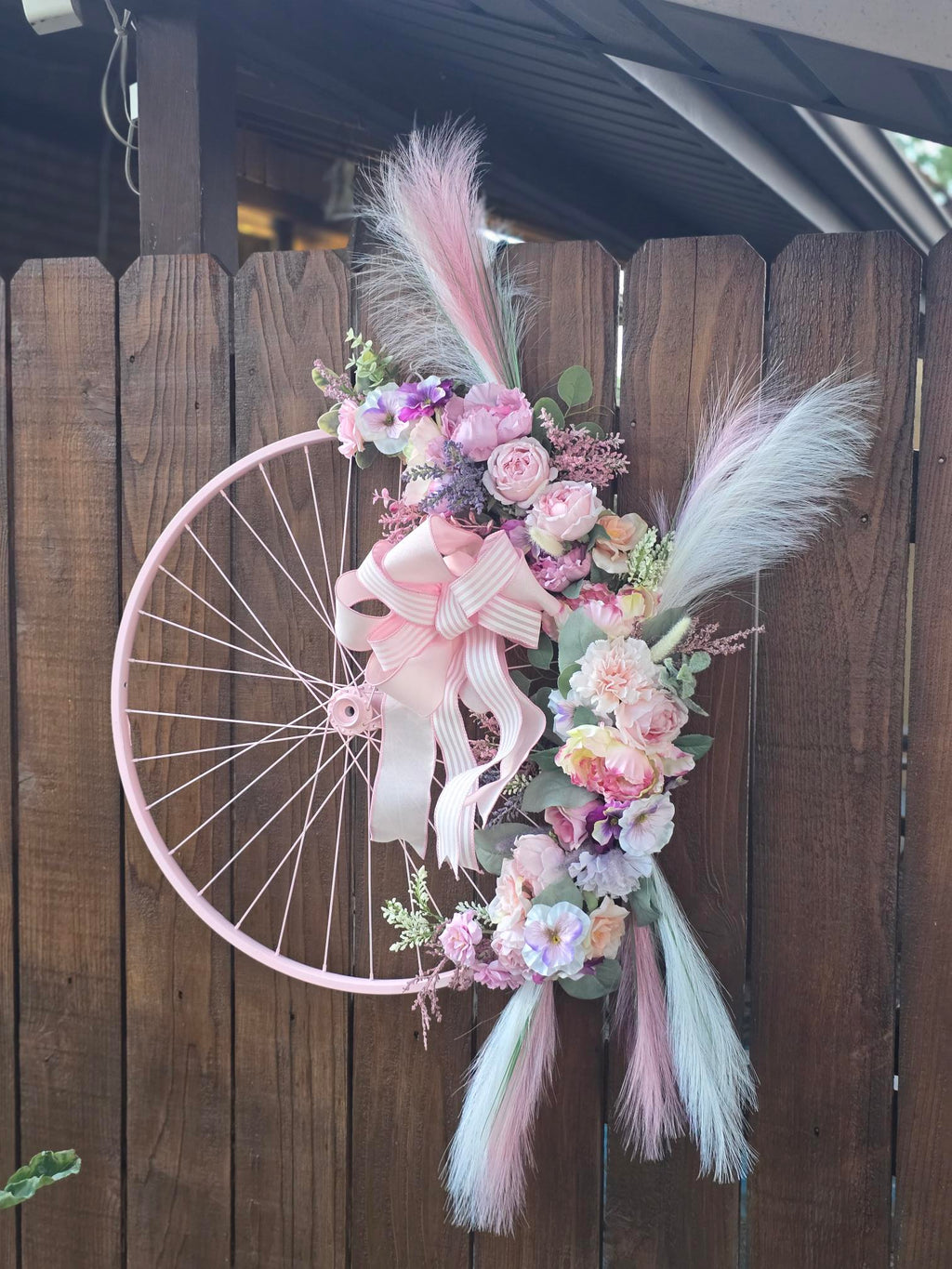 Pink Floral Wheel Wreath
