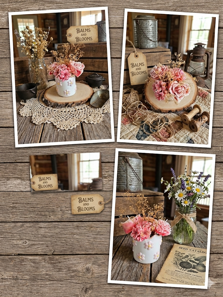 Wax Flower Candles in Pink/White Vase