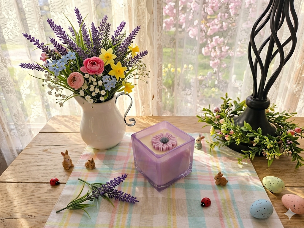 Purple Glass Block Soy Candle