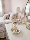 Tiered Teacup Set with Purple Flowers and Bow