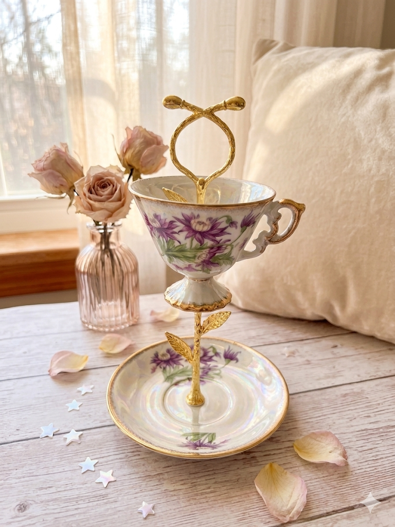 Vintage Teacup Tiered Jewely Holder