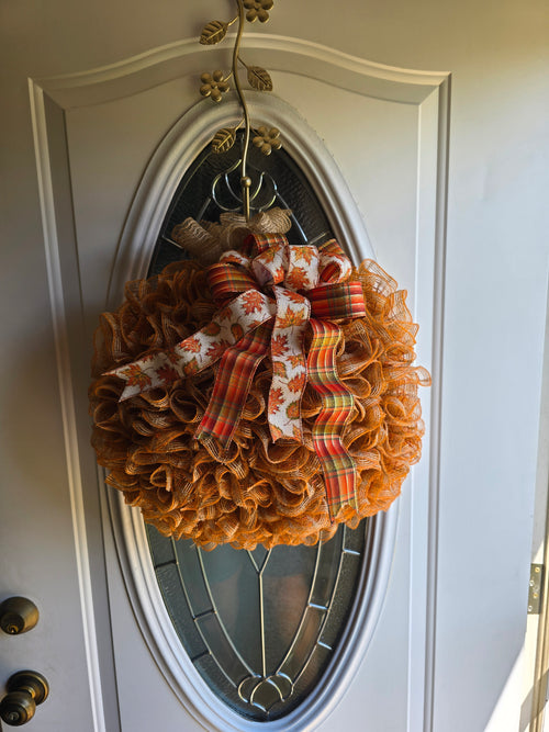 Burlap Mesh Pumpkin Wreath