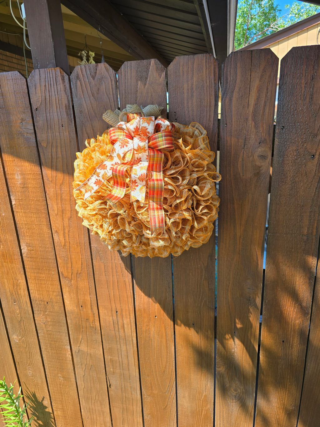 Burlap Mesh Pumpkin Wreath