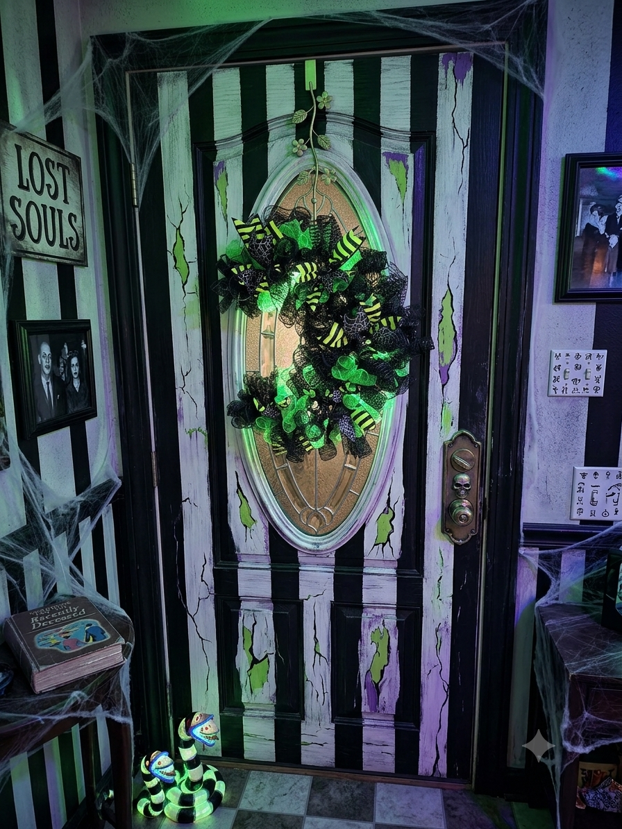 Green and Black Crescent Moon Wreath