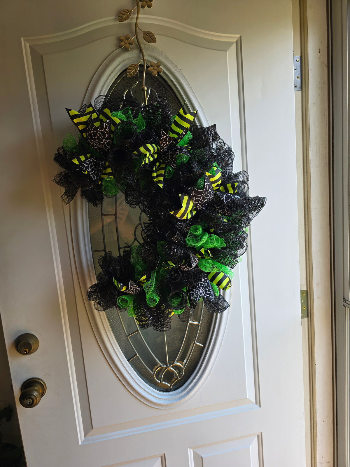 Green and Black Crescent Moon Wreath