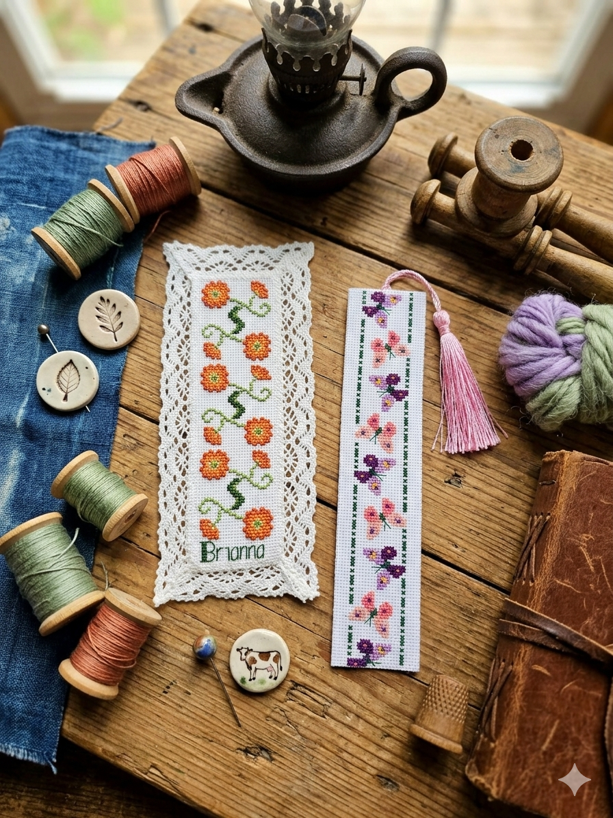 Handmade Cross-stitched Bookmarks